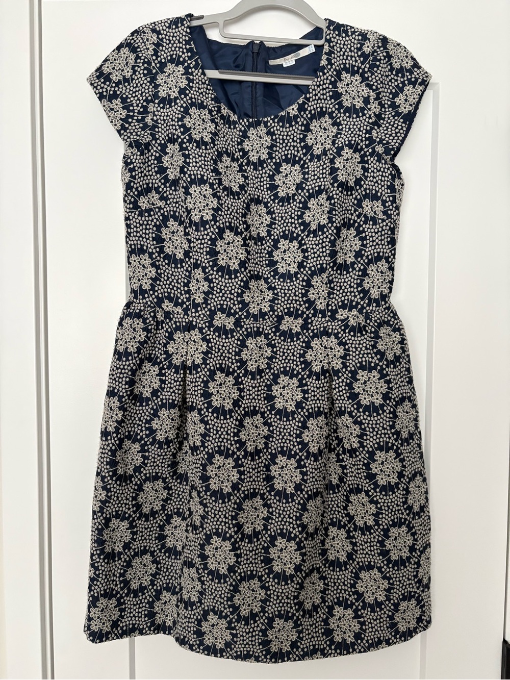 Boden Navy Dress with Cream Lace Accents